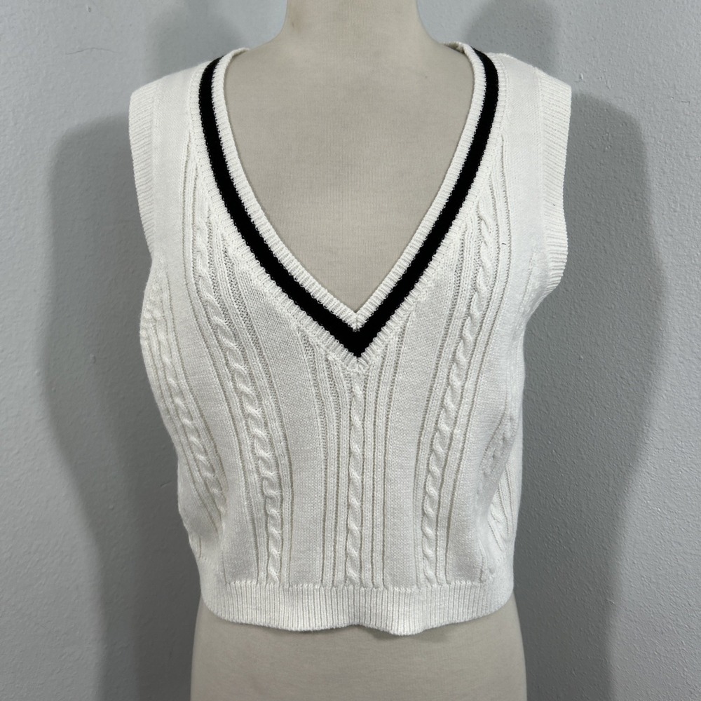 Garage Cropped Vest Womens M Tennis Cricket Academia‎ Preppy Retro Quiet Luxury